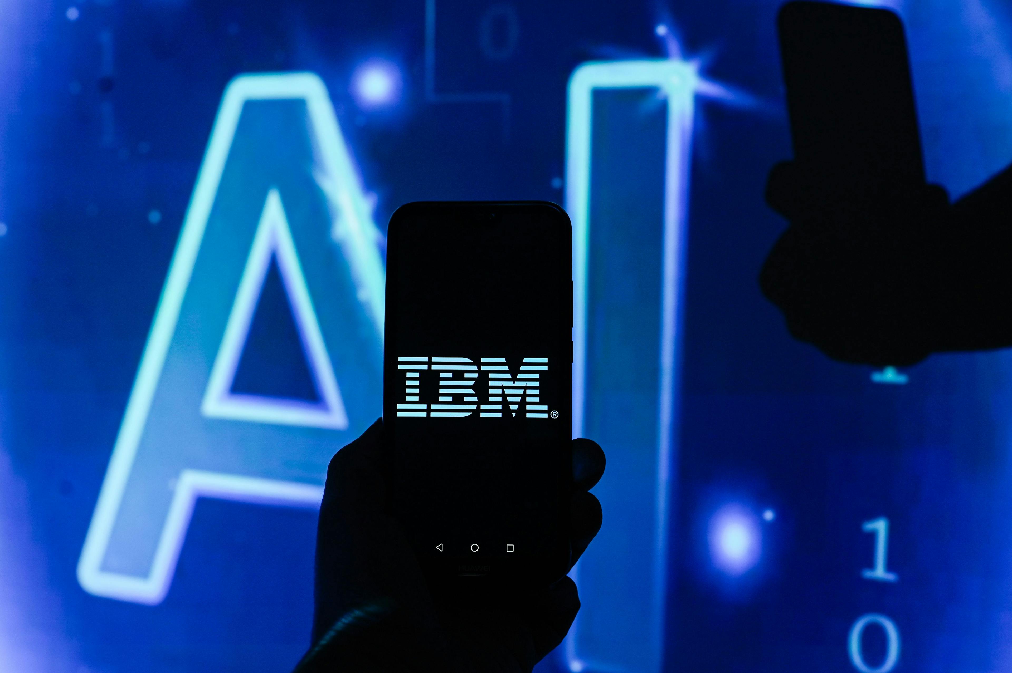Small IBM logo with AI behind it